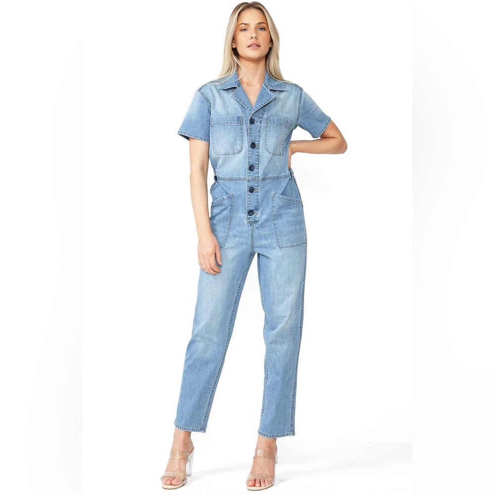 Lana Roux Refined Blue Denim Jumpsuit